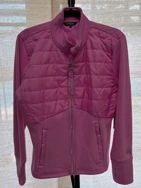 bebe sport Women's Hybrid Quilted Zip-Up Jacket in Sweet Pink